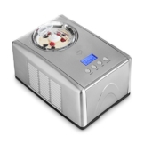 Edelstahl Eismaschine Emma mit selbstkühlendem Kompressor von Springlane Kitchen 1,5 L Ice-Cream-Maker mit Abschaltautomatik, entnehmbarem Eisbehälter mit Antihaftversiegelung und LCD Display -